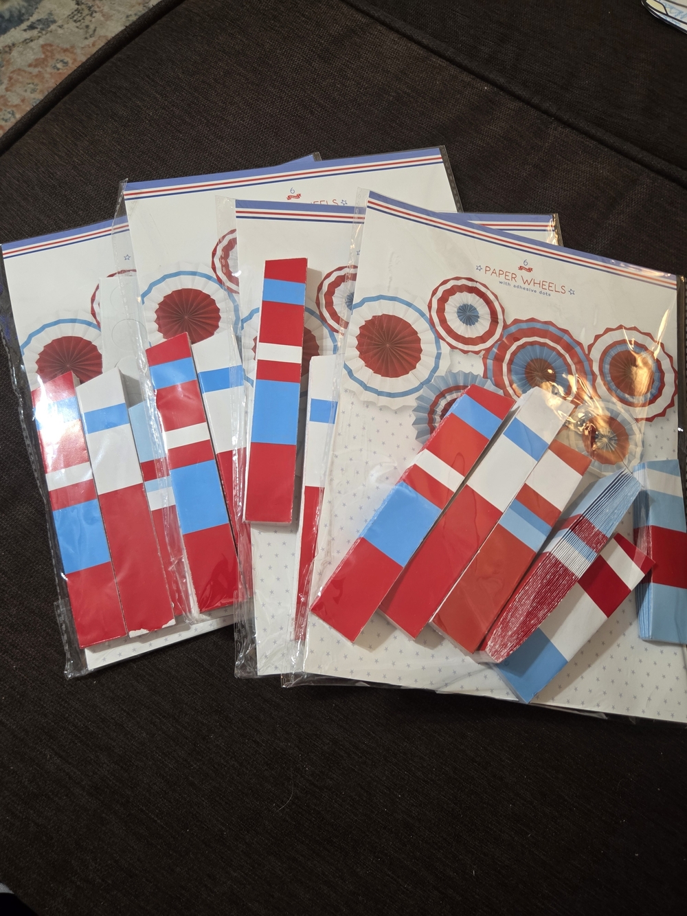 4 Pks Target Red, White & Blue Paper Wheel Fan Party Decoration New
